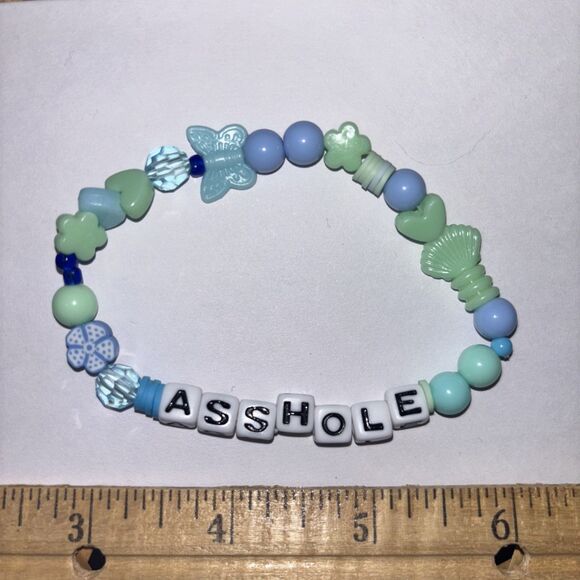 multicolor “A**hole” Bracelet Adult Humor Beaded Handmade Naughty Accessories - Picture 2 of 2